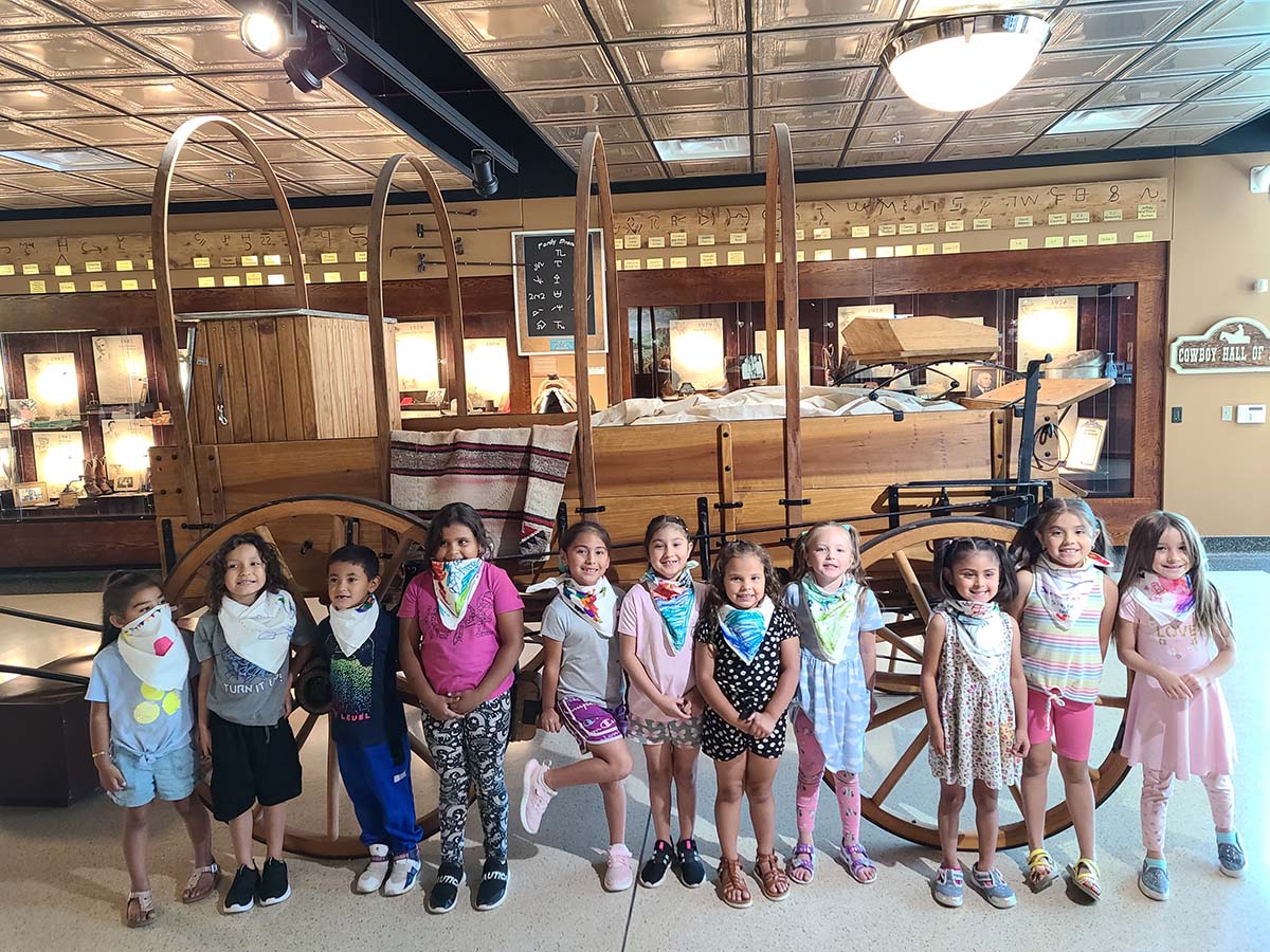 Children in front of a Chuckwagon
