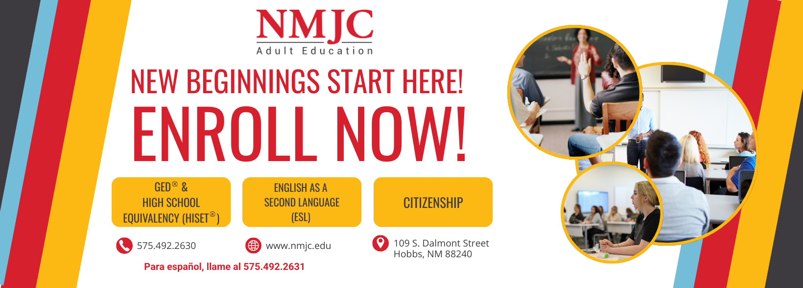 GED, HiSET, Citizenship, ESL