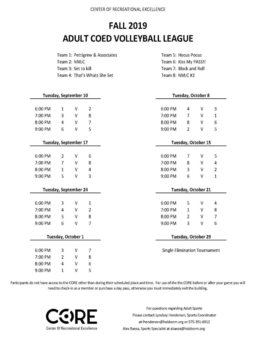 Intramurals Volleyball Fall 2019