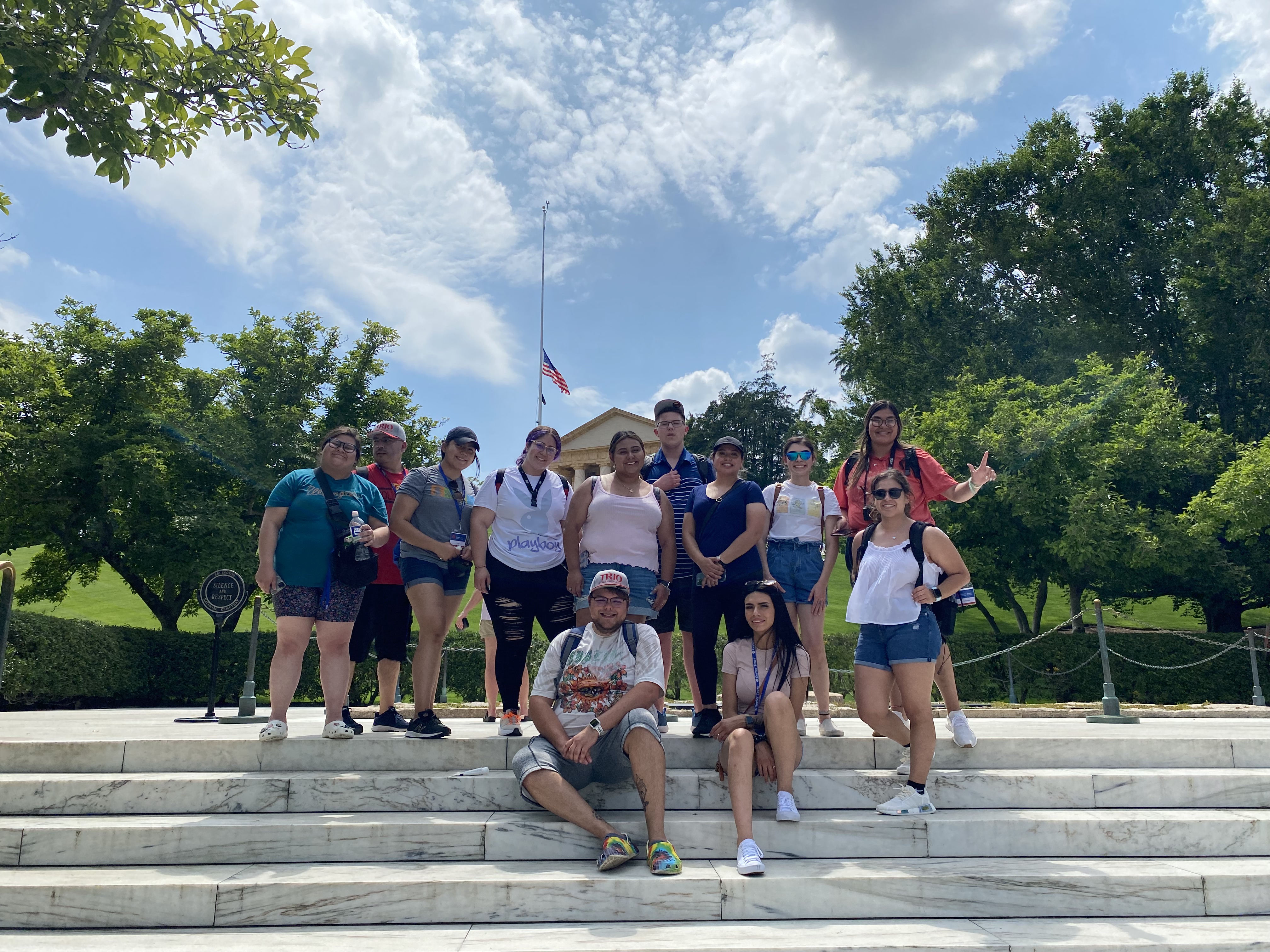 SSS Students in front of JFK's grave in Washington DC at Arlington National Cemetary. 